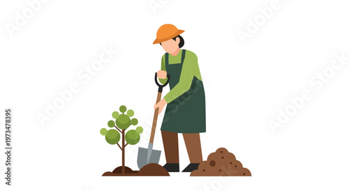 Person Planting Tree in Garden Soil.
