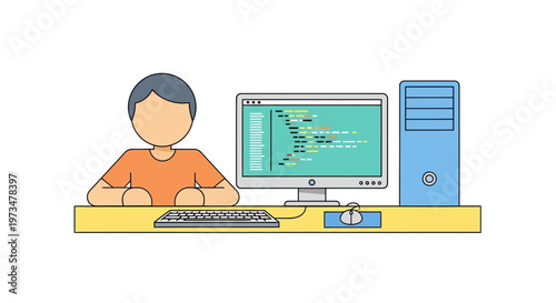 Man sitting at computer desk working.