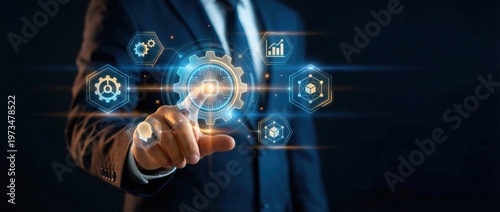 Innovative business solutions and strategies corporate environment digital concept technological advancement interactive viewpoint professional success