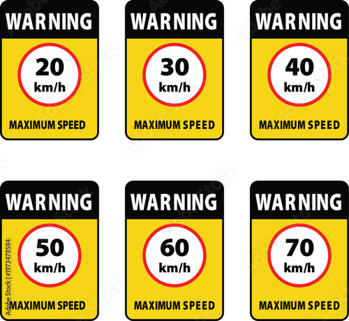 A set of warning signs indicating maximum speed limits