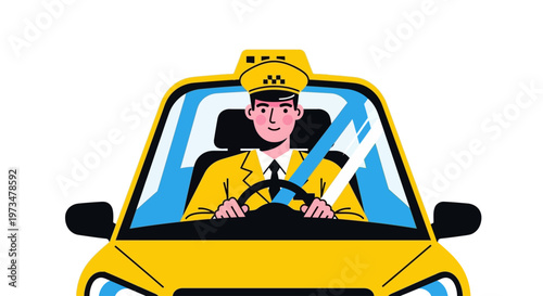 Man wearing yellow uniform driving car.