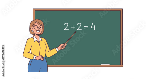 Woman Teacher Holding Pointer Stick.