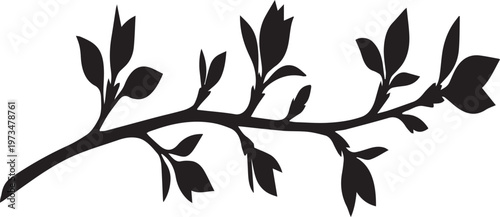 Budding Tree Branch Silhouettes for Spring Growth Concept Vector