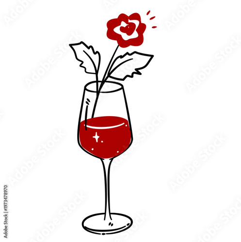 glass of wine and rose