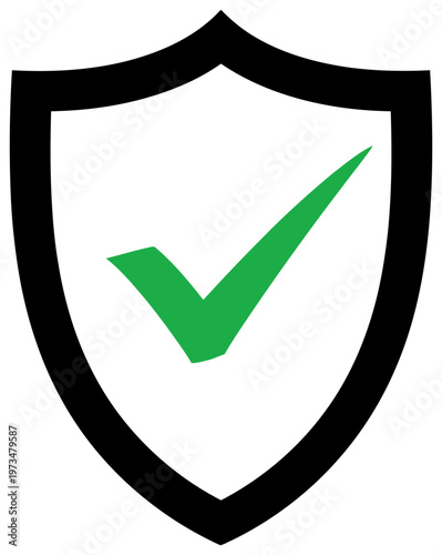 Green checkmark on a shield icon symbolizing security and protection