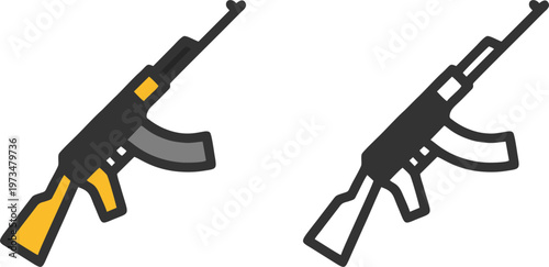Assault Rifle Automatic Weapon Military Icon