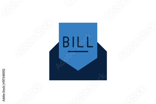 Open envelope containing a paper bill labeled "BILL" for household or business expenses. This Vector Illustration captures the concept of mail-in payments and financial obligations.
