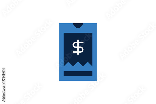 Smartphone displaying a bill or digital receipt with a dollar sign for mobile payment tracking. A professional Vector Illustration for mobile commerce and financial app interfaces.
