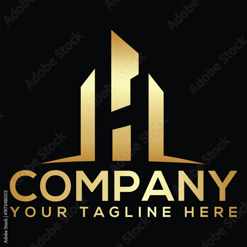 Luxury Gold Letter H Real Estate Logo for Premium Construction and Property Branding