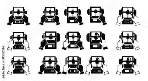 Multiple tractor illustrations in row.