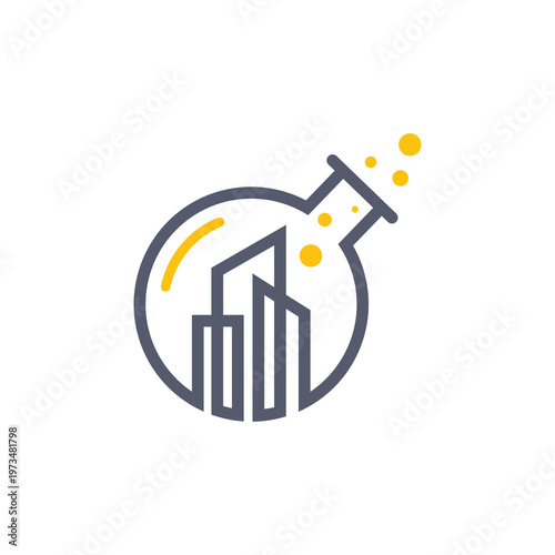 Graph Chart in Beaker Icon Design.