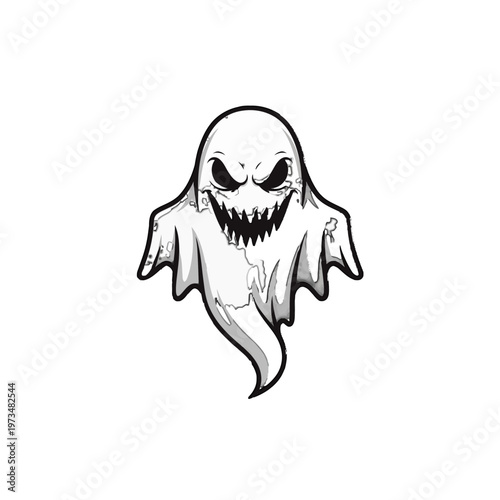 A spooky ghost with sharp teeth.