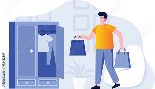 Man retrieving clothes from an automated retail vending machine