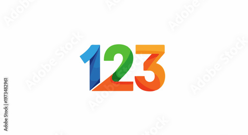 Colorful numbers one, two, and three with gradient shading