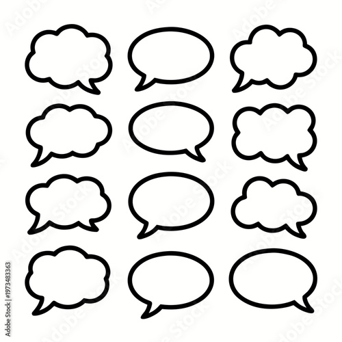 Collection Of Simple Black And White Speech Bubbles