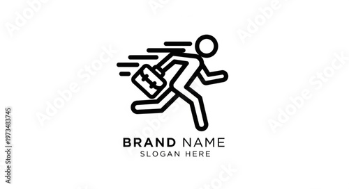Stylized Running Courier Delivery Icon Logo Concept.