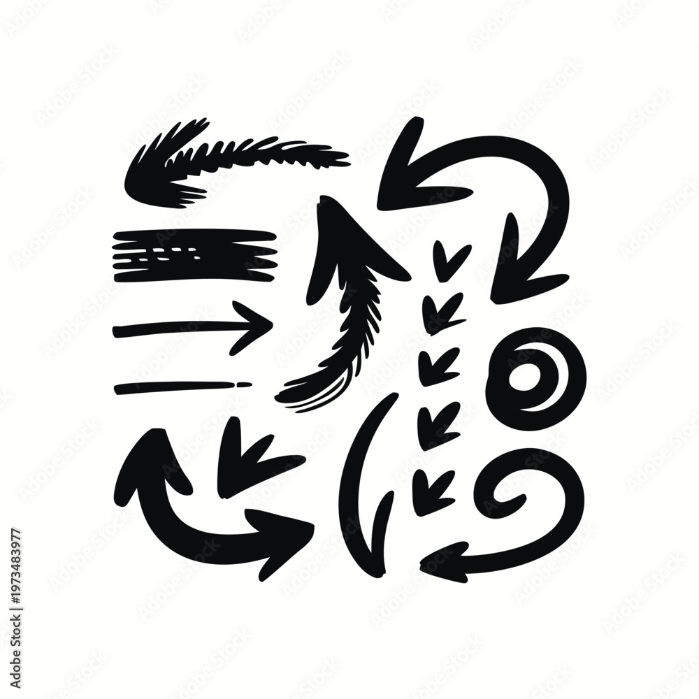 Obraz premium Hand Drawn Arrow Collection Set Isolated On White Background