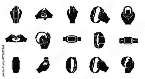 Watches on Various Hands Closeup.