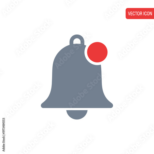 Vector illustration of a notification bell icon with red alert