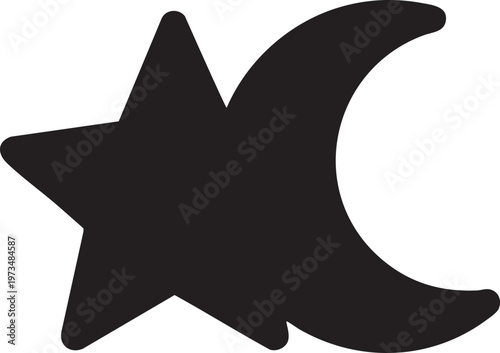 A creative graphic featuring a combination of a star and crescent moon symbolizing celestial fusion