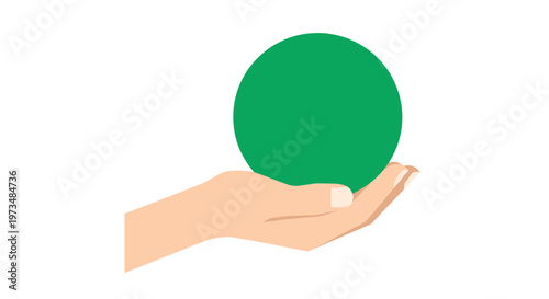 Hand holding green ball.