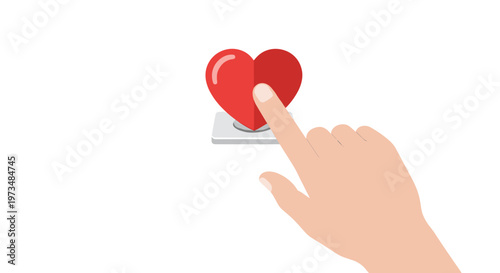 Hand pressing heart button icon.
