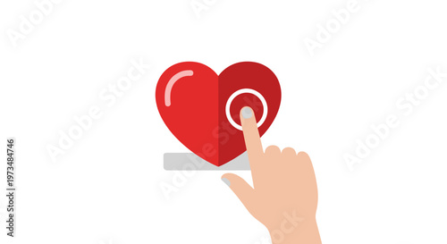 Hand touching heart icon.