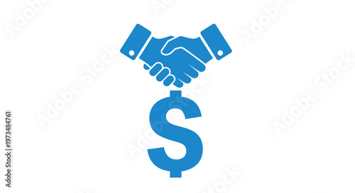 Handshake over dollar sign business.
