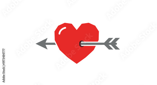 Heart pierced by love arrow.
