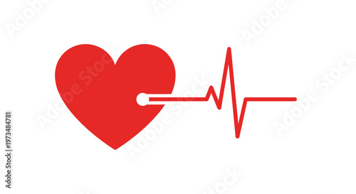 Heart with ECG Line Symbol.