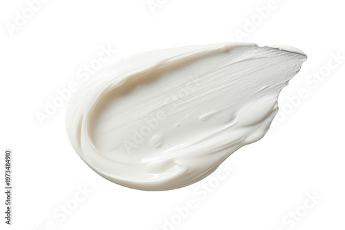 White cream smear showing cosmetic product texture, a creamy face moisturizer smudge isolated on transparent background