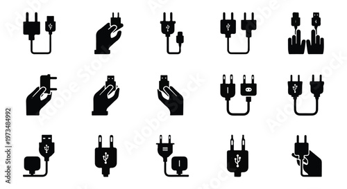 Electric plugs and human hands interaction.