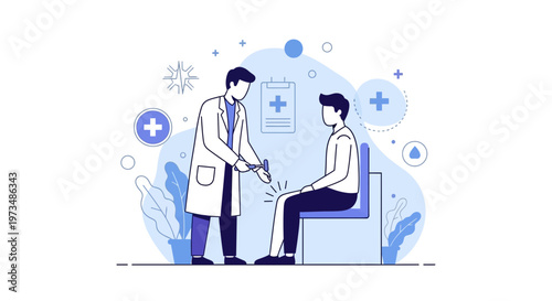 Doctor examining patient's knee during medical checkup, healthcare concept