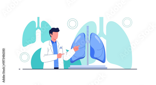 Doctor Explains Lungs Anatomy Model, Medical Education, Respiratory System Health