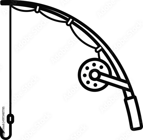 Fishing rod silhouette a black and white illustration of angling equipment