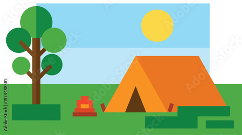 Camping in a serene natural environment.