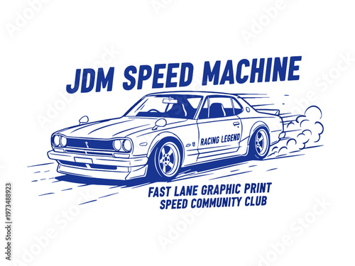 Build for speed. Car print design for t shirt print, poster, sticker, background and other uses. Legend race. Road speed graphic print. Extreme racing