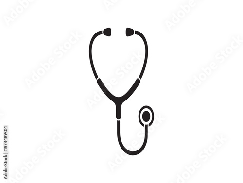 Black and white stethoscope icon a symbol of healthcare and medical diagnosis