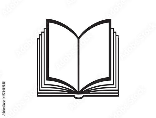 Open book icon a simple black and white illustration of stacked pages