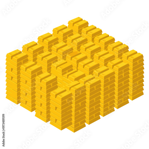 Isometric Stack of Gold Bars - Wealth and Prosperity Illustration.