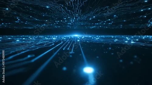 Futuristic Blue Circuit Board Technology Background.