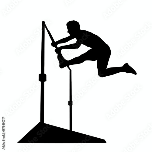Silhouette of an athlete jumping over a hurdle