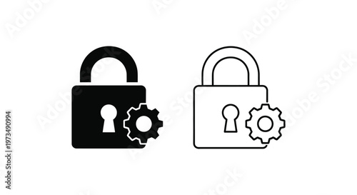 Secure Locks with Gears Vector
