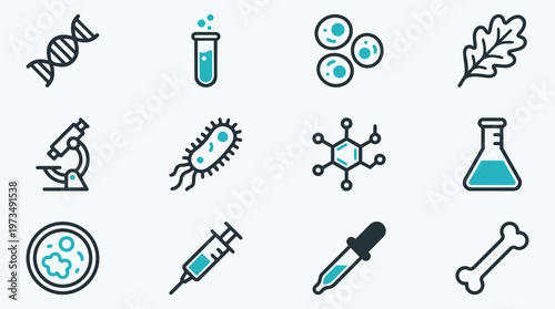 Laboratory and Biotech Line Art Icons