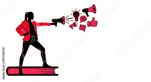 Creative Thinker Vector Illustration with Idea and Communication Icons