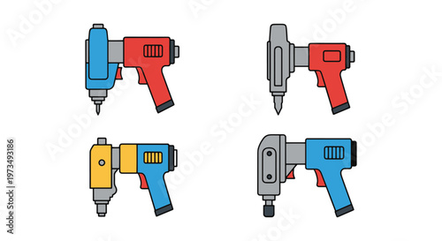 Pneumatic Riveter Line art modern abstract decorative illustration
