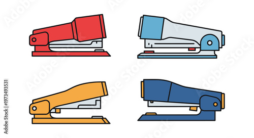 Pneumatic Stapler Line art modern abstract vector