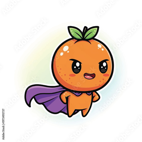 Cartoon orange superhero character mascot.