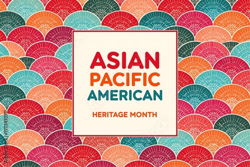 Colorful Asian Pacific American Heritage Month Title Over Wave Pattern.