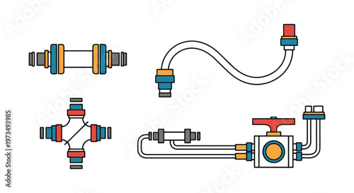 Pneumatic Tubing Line art clean abstract graphic vector